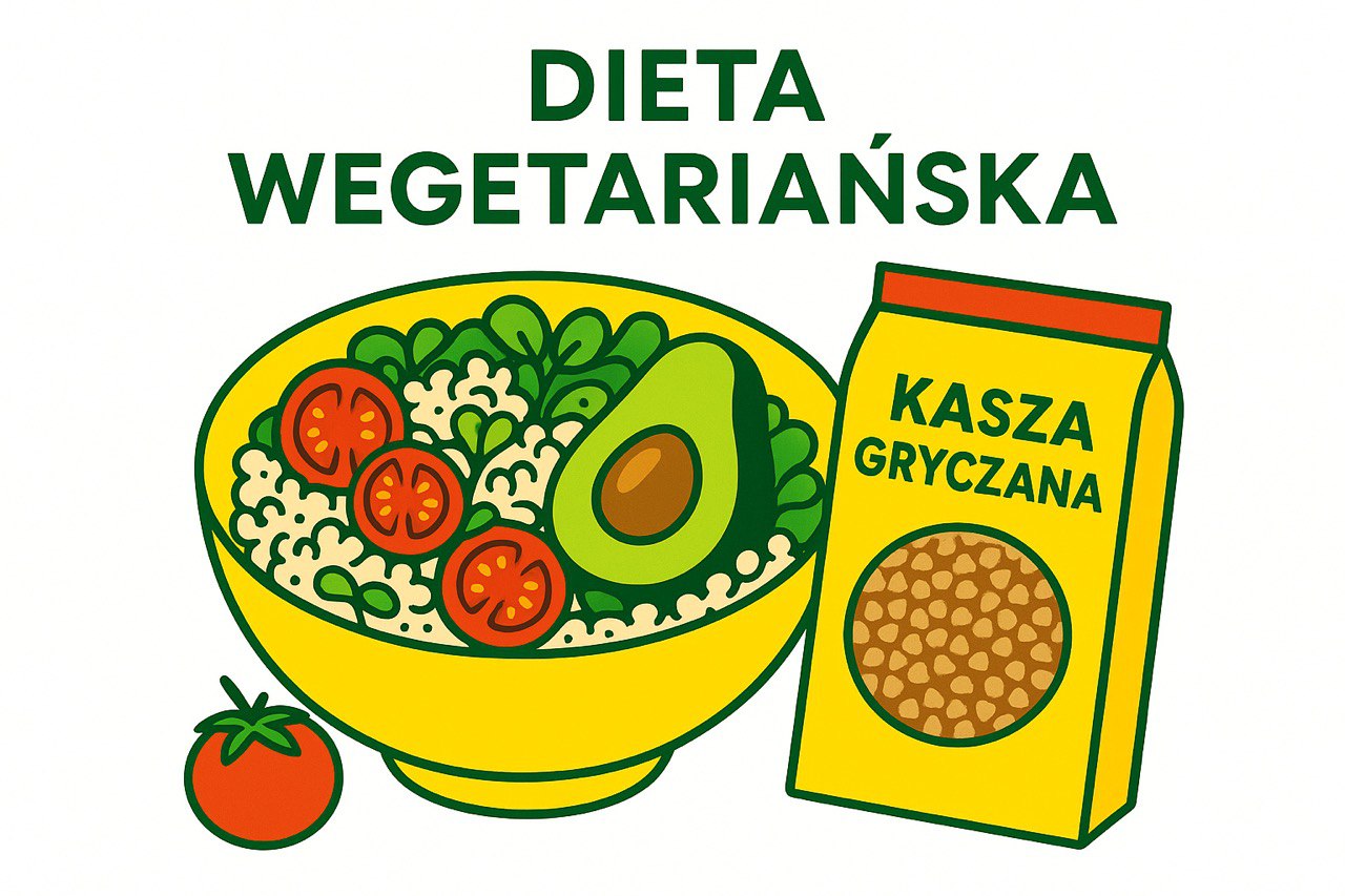 Na zdjęciu widać bezglutenową sałatkę z awokado. Obok niej widać opakowanie kaszy gryczanej.