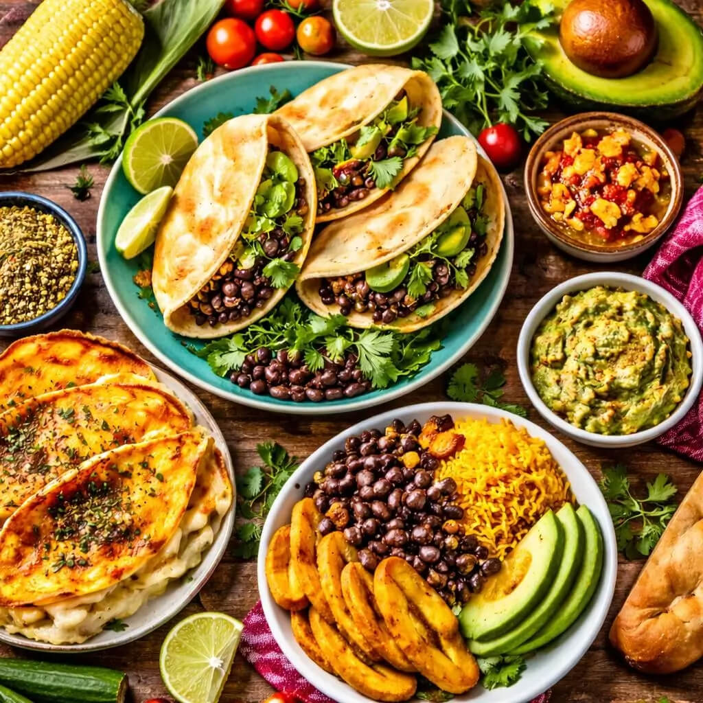 Kuchnia wenezuelska wegetariańska – arepas z czarną fasolą, awokado i kukurydzą
