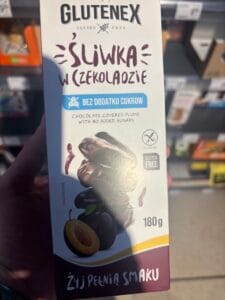 wegańskie produkty bez glutenu śliwka w czekoladzie Glutenex