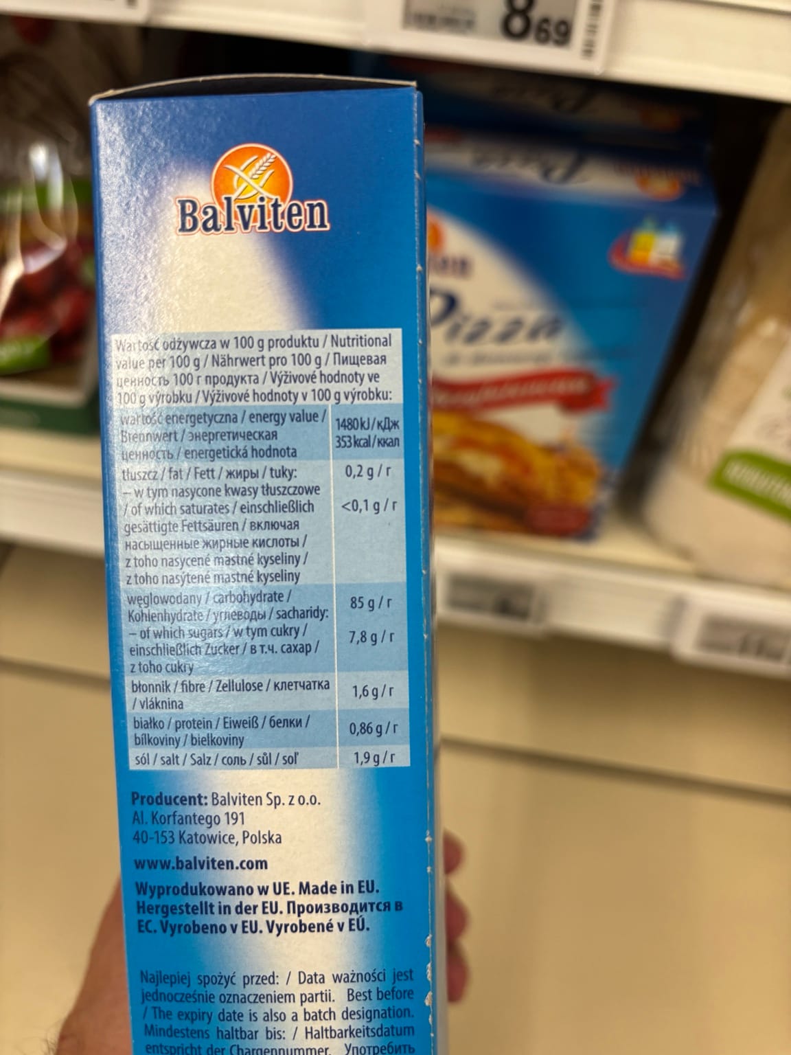 Bezglutenowe mąki w Auchan – wartość odżywcza Balviten Pizza