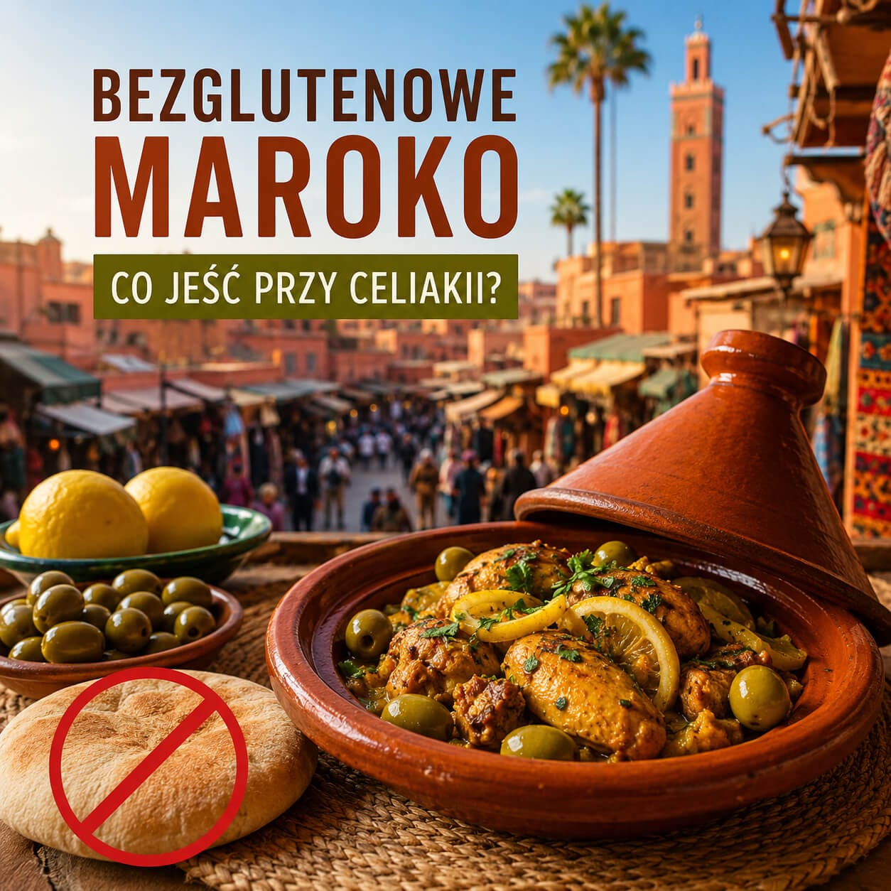 Bezglutenowe Maroko – tajine z kurczakiem i oliwkami w Marrakeszu, potrawy dla osób z celiakią