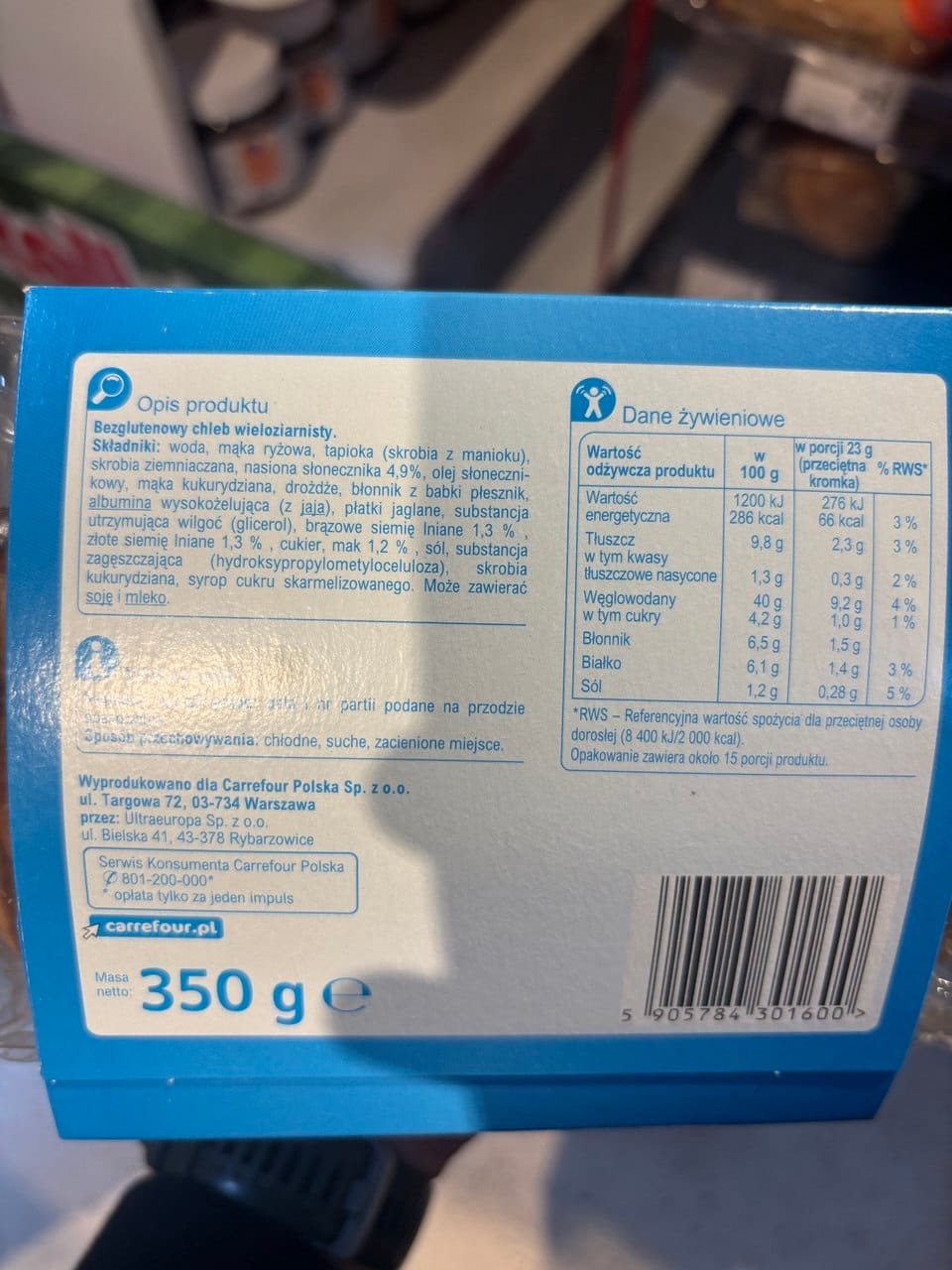Chleb bezglutenowy Carrefour – skład i wartości odżywcze Carrefour Extra Chleb Wieloziarnisty