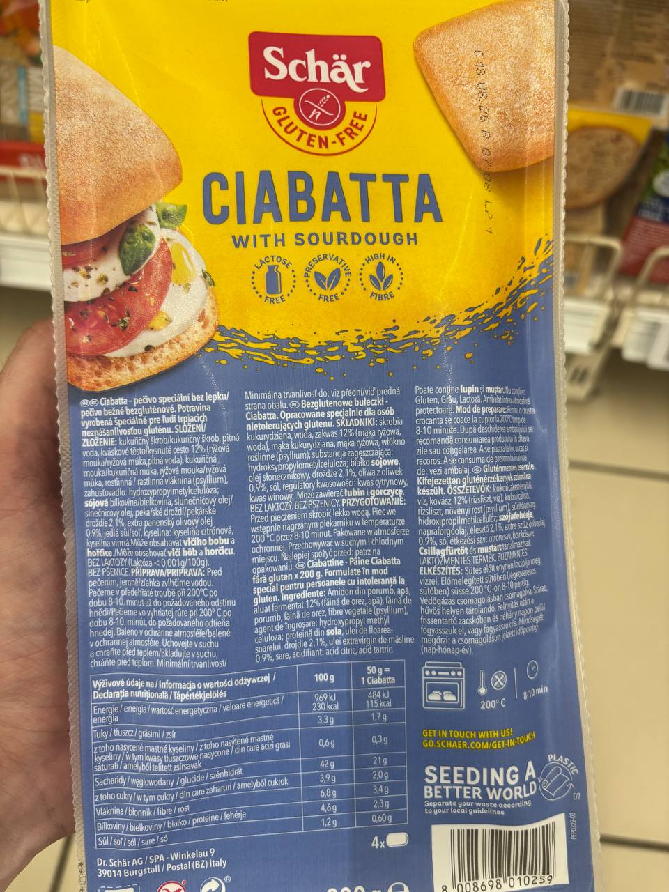 Chleb bezglutenowy Auchan Schär Ciabatta with Sourdough do podpieczenia