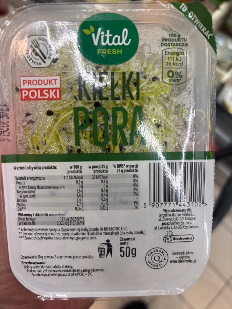 Kiełki pora Vital Fresh – wegańskie produkty w Biedronce 2026