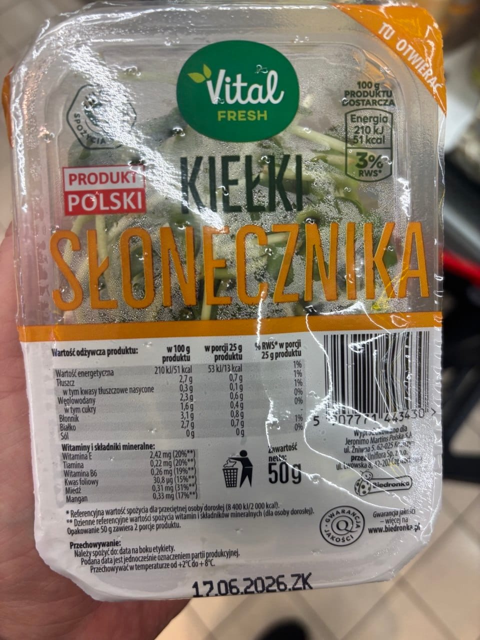 Kiełki słonecznika Vital Fresh – wegańskie produkty w Biedronce 2026