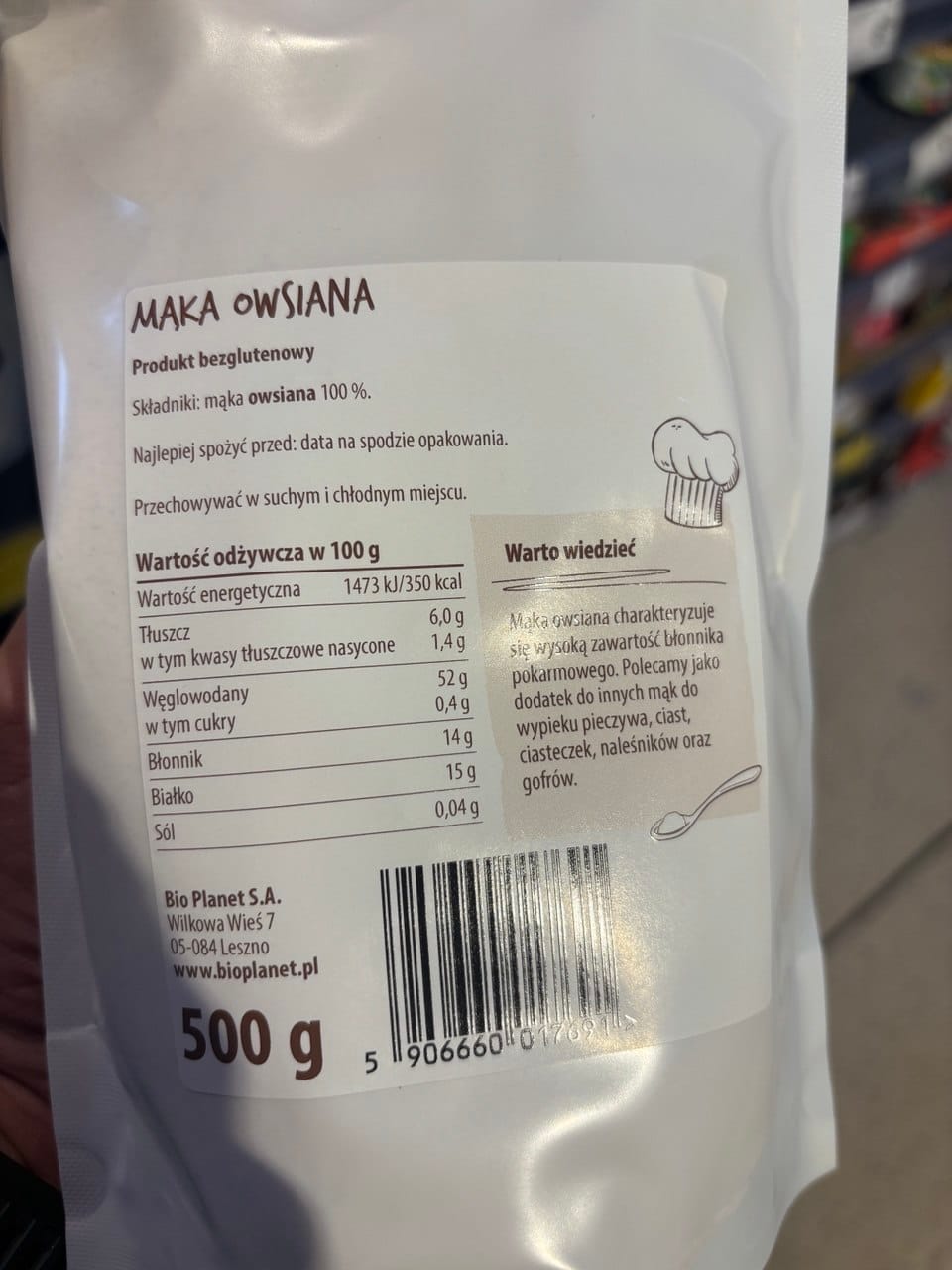 Skład mąki owsianej bezglutenowej Denver Food z Carrefour